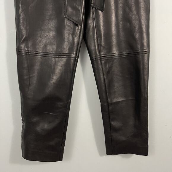 Aritzia Wilfred High Waisted Tie Belt Black Faux Leather Pants Size 2 - Picture 5 of 16